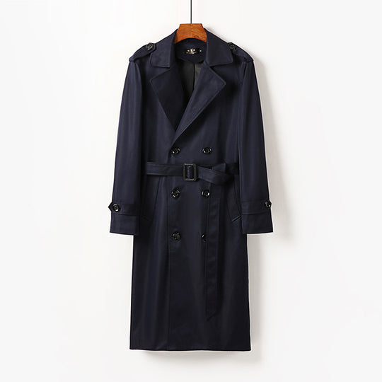 Herren Doppelreihiger Trenchcoat mit Schulterklappen, langer Silhouette und klassischem Revers Nord Taschen