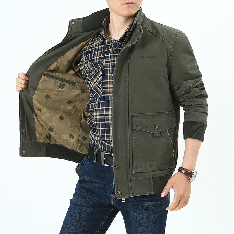 Herren Canvas-Fieldjacke im Bomberstil mit gerippten Bündchen, aufgesetzten Pattentaschen und bedrucktem Innenfutter Nord Taschen