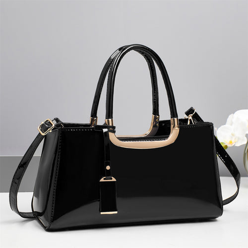 Damen elegante Handtasche mit glänzender Oberfläche und abnehmbarem Taschenschlüsselanhänger Nord Taschen