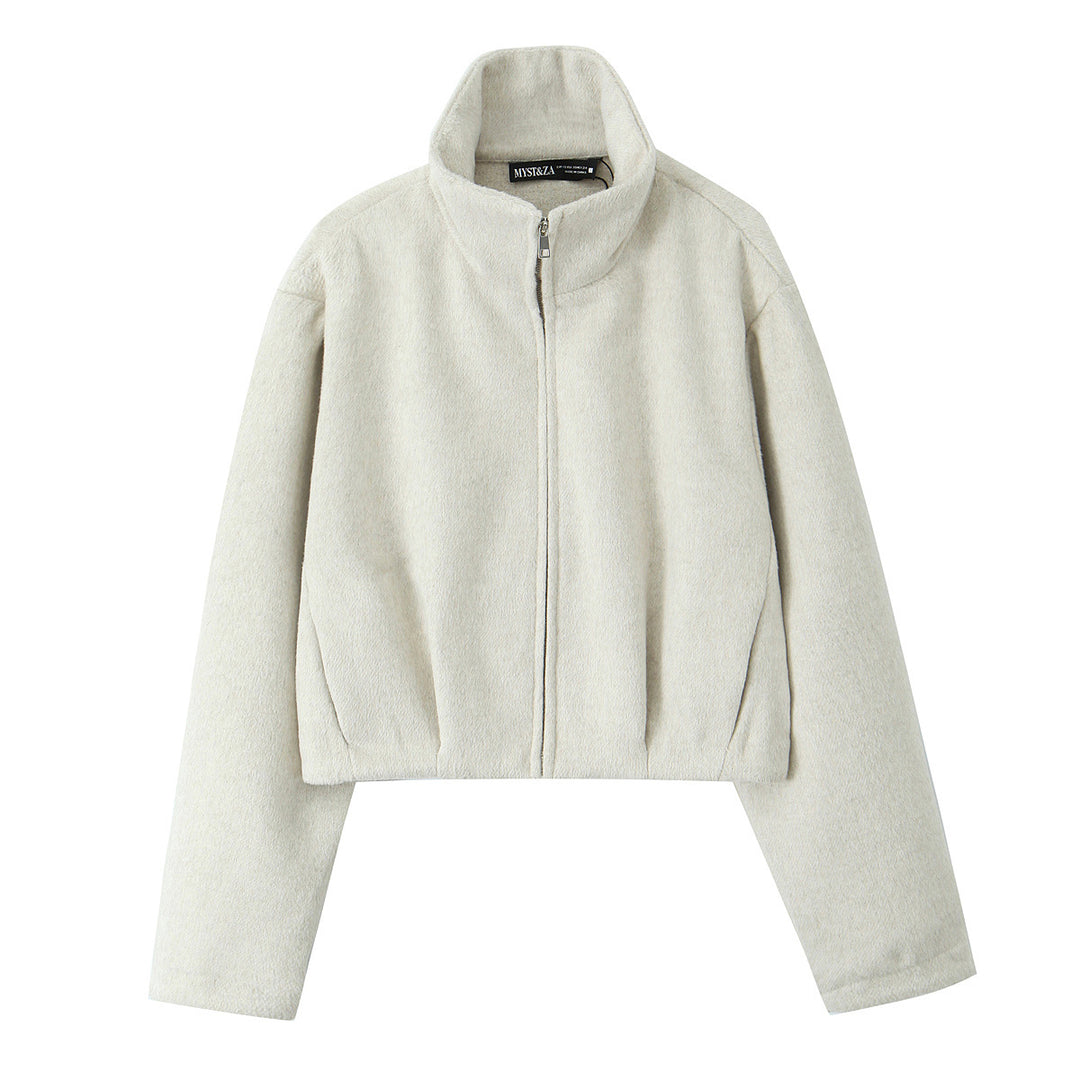 Damen Kastige Fleecejacke mit Stehkragen und verdecktem Reißverschluss Nord Taschen