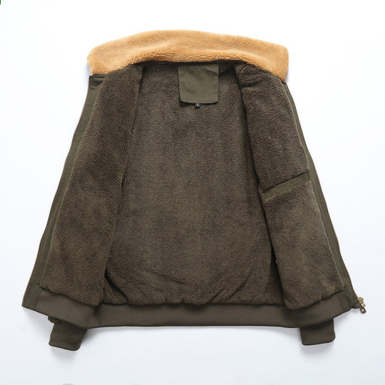 Herren Canvas-Bomberjacke mit Teddykragen und aufgesetzten Pattentaschen Nord Taschen
