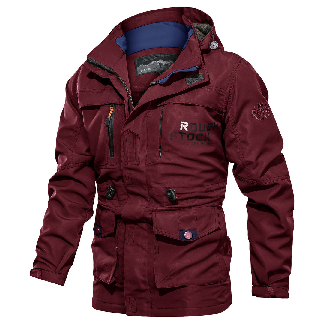 Herren robuster Utility-Parka mit Kapuze, Multifunktionstaschen und Taillenregulierung Nord Taschen