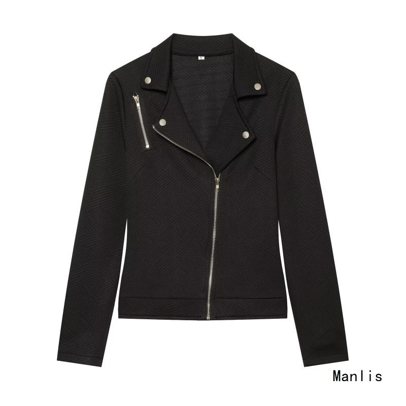Damen Strukturierter Bikerblazer mit asymmetrischem Reißverschluss und silbernen Details Nord Taschen