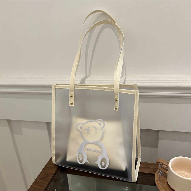 Damen transparente Tragetasche mit auffälligem Bärenmotiv Nord Taschen