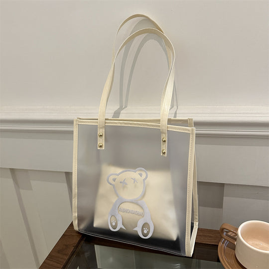 Damen transparente Tragetasche mit auffälligem Bärenmotiv Nord Taschen