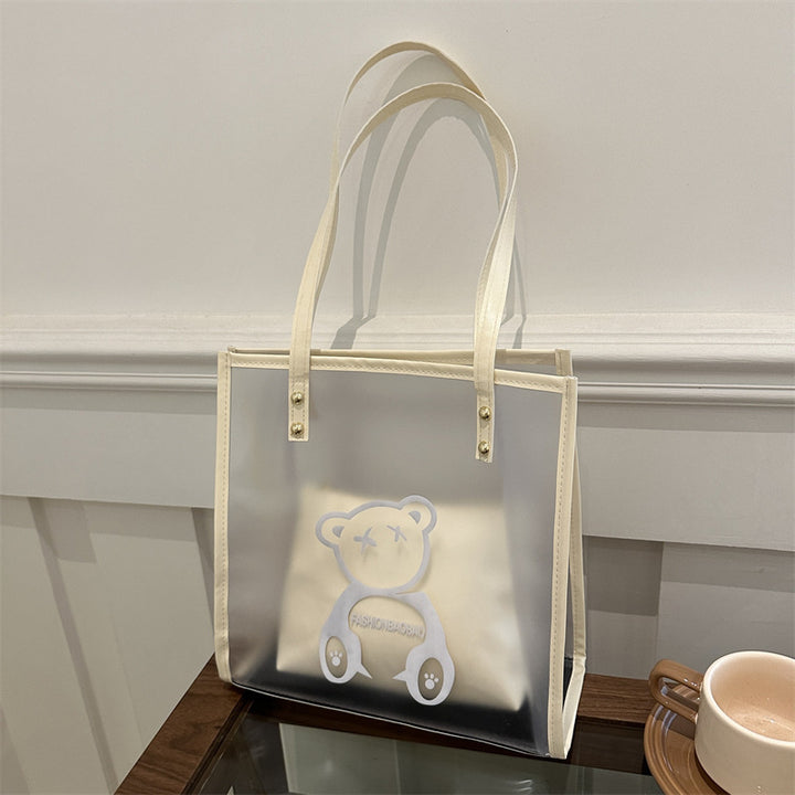 Damen transparente Tragetasche mit auffälligem Bärenmotiv Nord Taschen