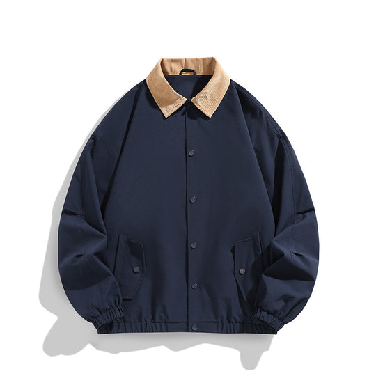 Herren Oversized Blouson mit Cordkragen, Druckknopfverschluss und Pattentaschen Nord Taschen
