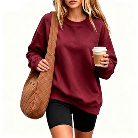 Damen Bequemer Oversized Sweatshirt Nord Taschen