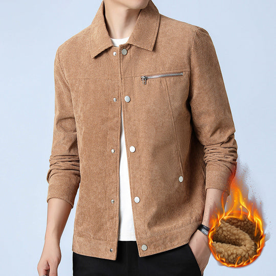 Herren Cord‑Overshirt aus Breitcord mit Druckknopf‑Front und Zipper‑Brusttasche Nord Taschen