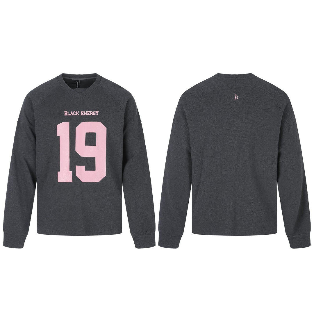 Damen Oversize Sweatshirt mit V‑Ausschnitt, Raglanärmeln und Frontprint Nord Taschen