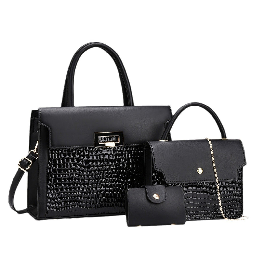 Damen Handtaschen-Set mit luxuriösem Krokodil-Leder-Look und abnehmbarer Clutch Nord Taschen