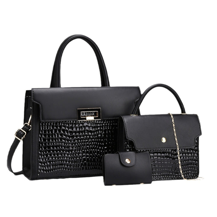 Damen Handtaschen-Set mit luxuriösem Krokodil-Leder-Look und abnehmbarer Clutch Nord Taschen
