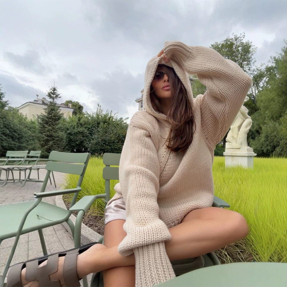 Damen Grobstrick-Zip-Cardigan mit hohem Kragen Nord Taschen