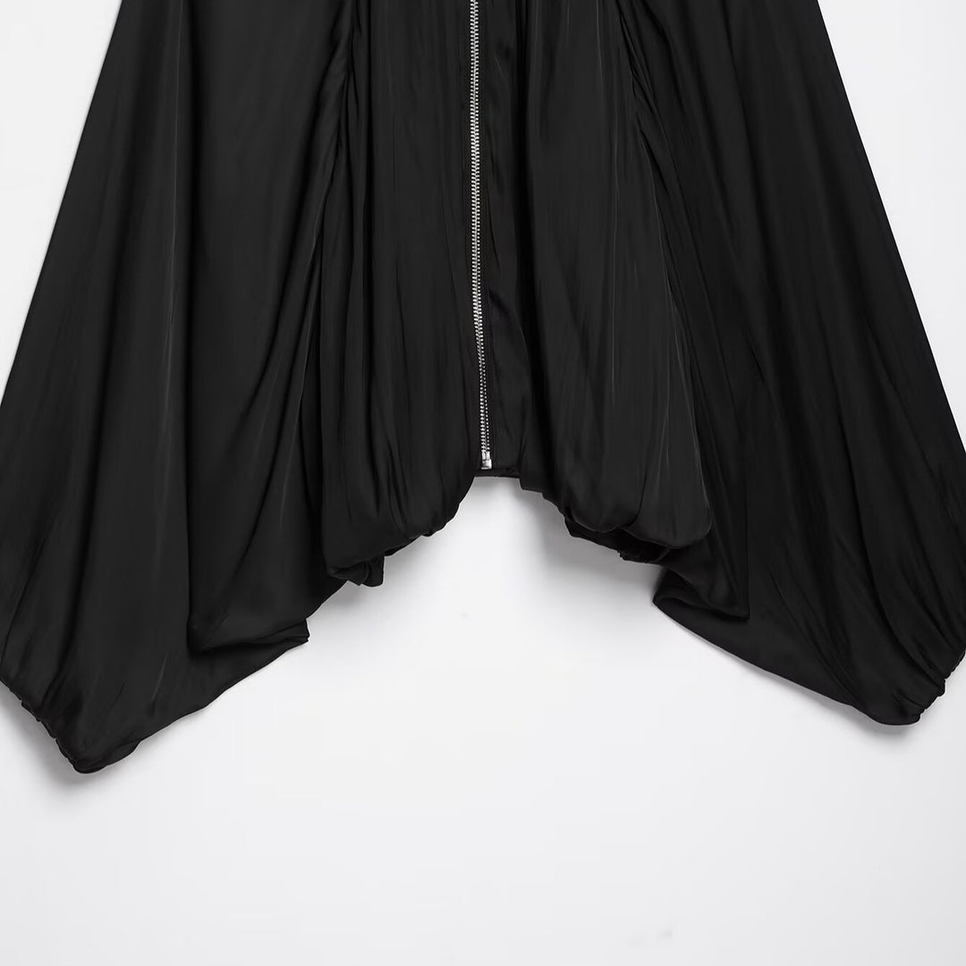 Damen Gefaltete Cropped Capejacke mit Reißverschluss und balloniertem Saum Nord Taschen