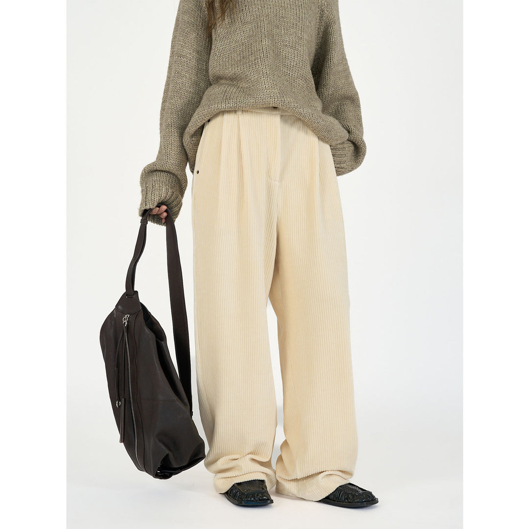 Damen Weite Cordhose mit hoher Taille, Bundfalten und Palazzo‑Schnitt Nord Taschen