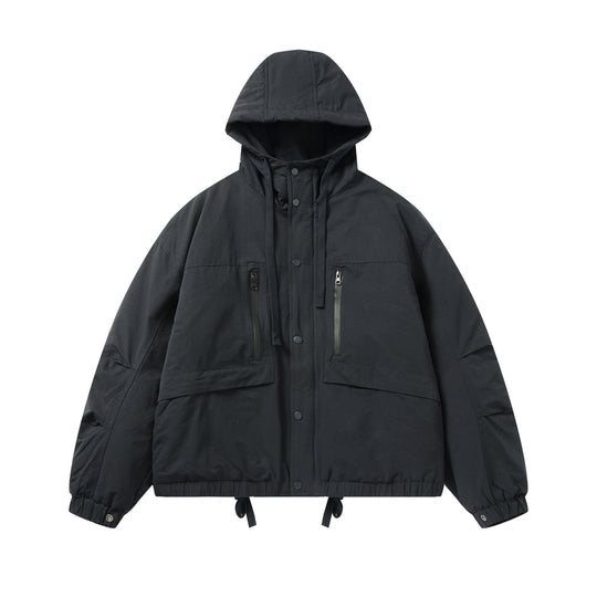 Herren Technischer Kapuzenparka mit wasserabweisenden Reißverschlüssen, Kängurutaschen und Tunnelzug Nord Taschen