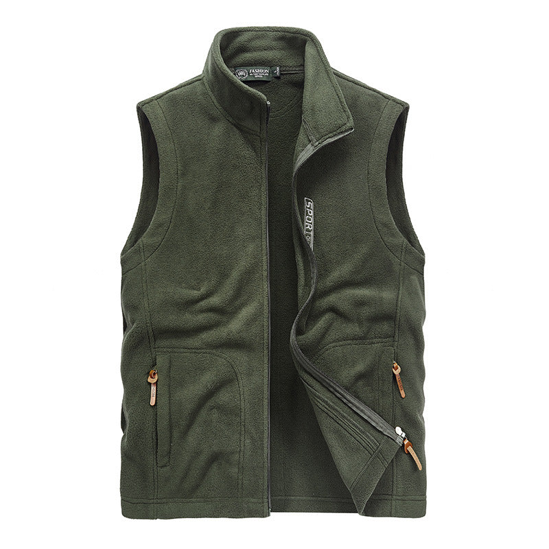 Herren Fleece-Utility-Weste mit Reißverschluss, Stehkragen und praktischen Taschen Nord Taschen