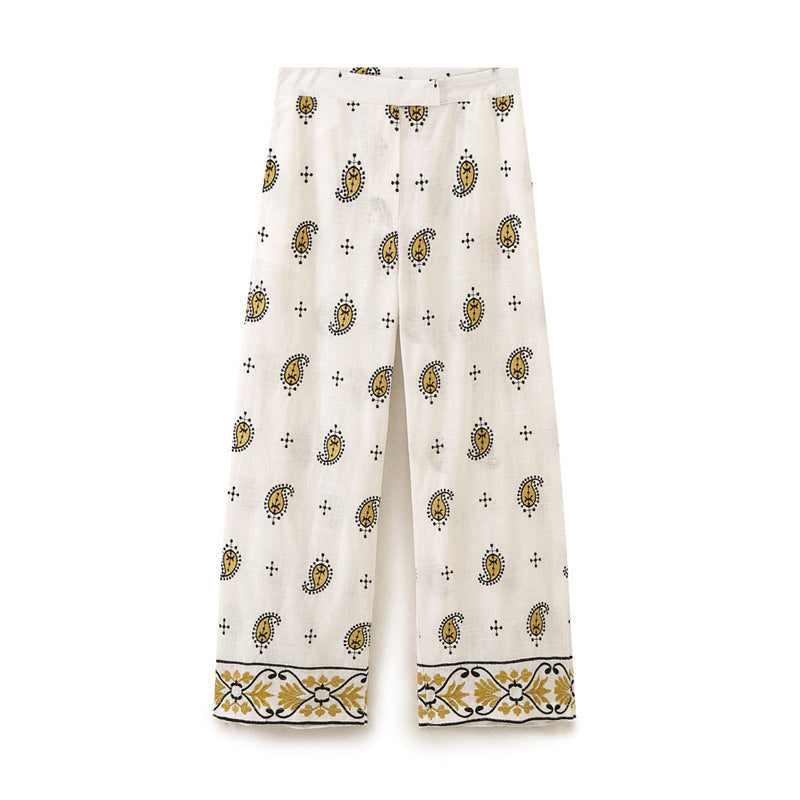 Damen weite Palazzo-Hose mit Paisley-Print und dekorativem Bordürensaum Nord Taschen