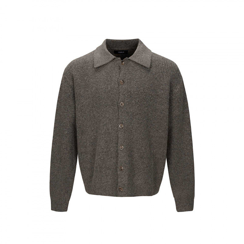 Herren Grobstrick-Cardigan mit Hemdkragen und durchgehender Knopfleiste Nord Taschen