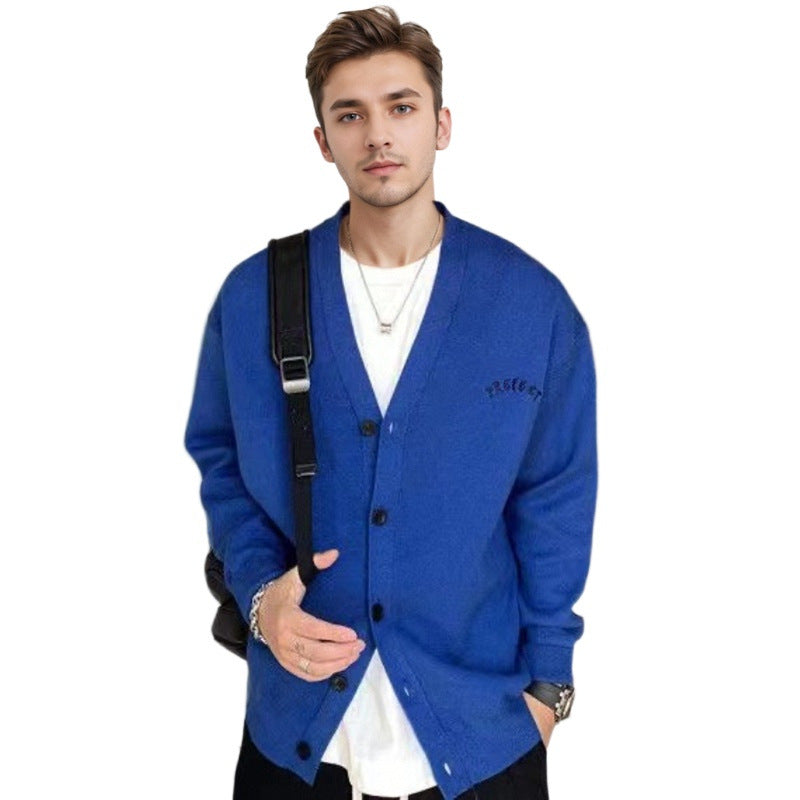 Herren Oversized-Strickpullover mit großflächigem Jacquard-Gesichtsmotiv und geripptem Saum Nord Taschen