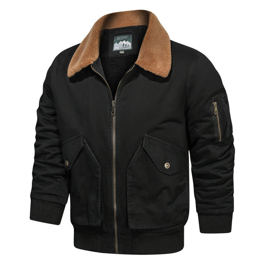 Herren Pilotenblouson im Canvas-Utility-Stil mit Sherpa-Kragen und Ärmeltasche Nord Taschen