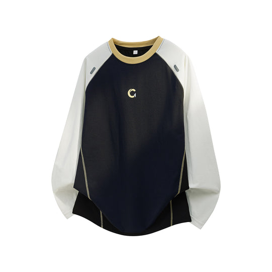 Unisex Raglan-Sweatshirt mit kontrastierenden Ärmeln, Rundhalsausschnitt und dekorativen Flatlock-Nahtlinien Nord Taschen