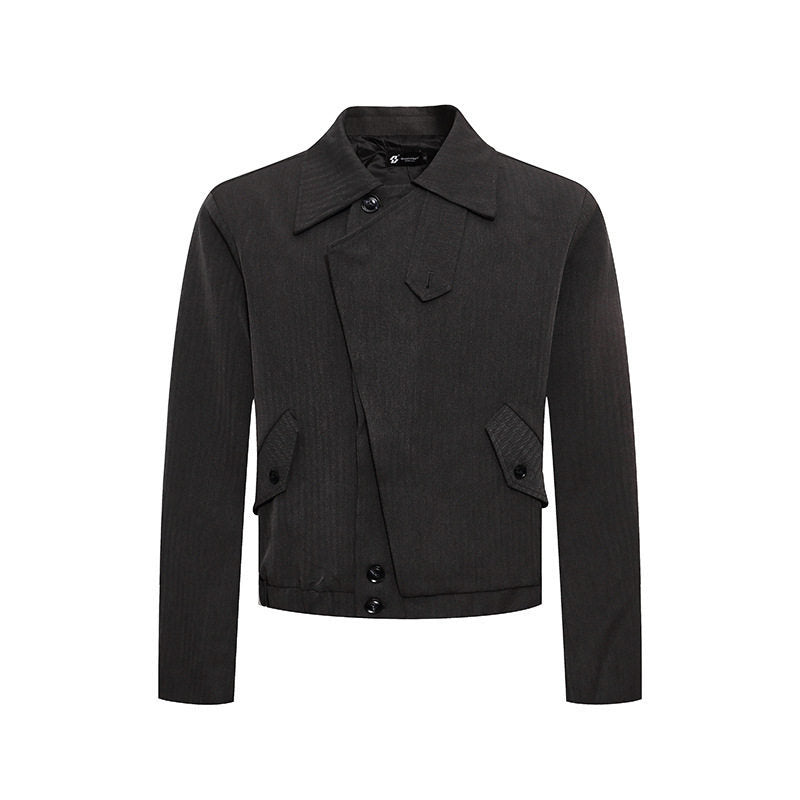 Herren kurzes asymmetrisches Twill-Blouson mit verdeckter Knopfleiste Nord Taschen
