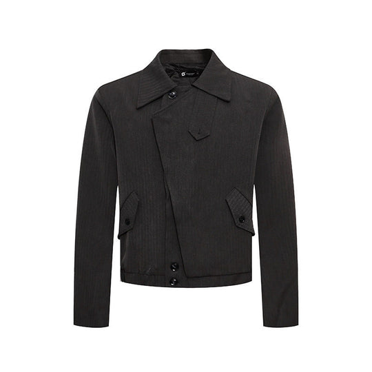 Herren kurzes asymmetrisches Twill-Blouson mit verdeckter Knopfleiste Nord Taschen