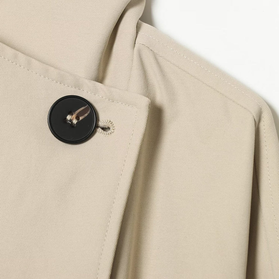 Damen Weitgeschnittener Trenchcoat mit Funnelkragen, asymmetrischer Knopfleiste und Bindegürtel Nord Taschen