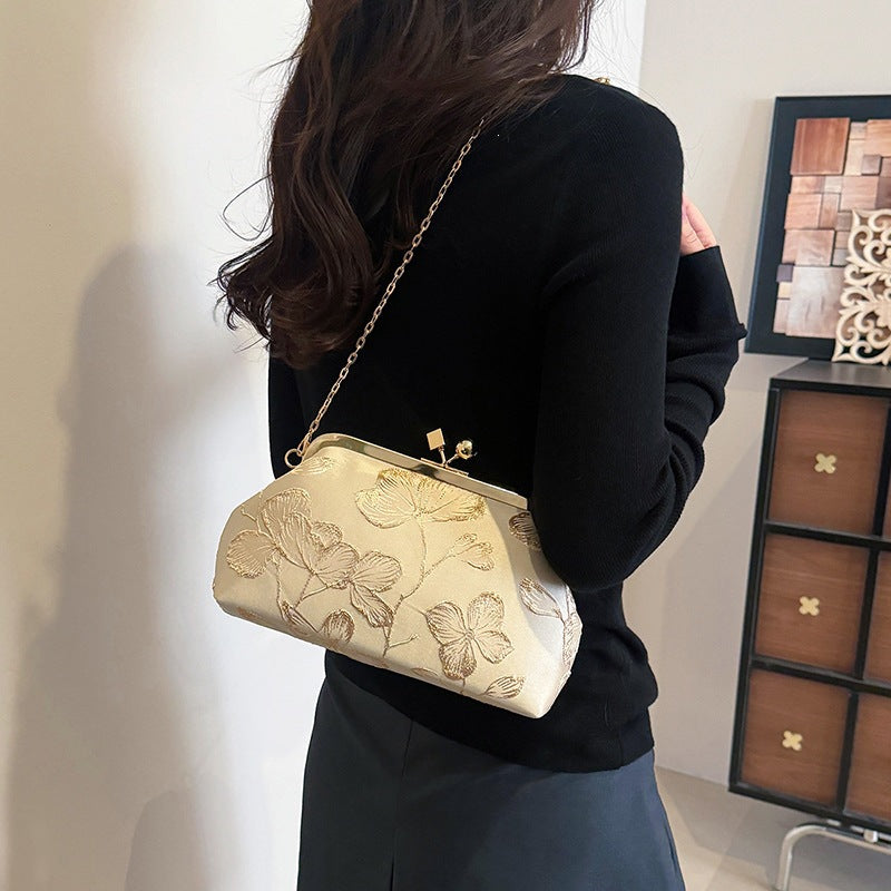 Damen elegante Umhängetasche mit floralem Stickmuster Nord Taschen