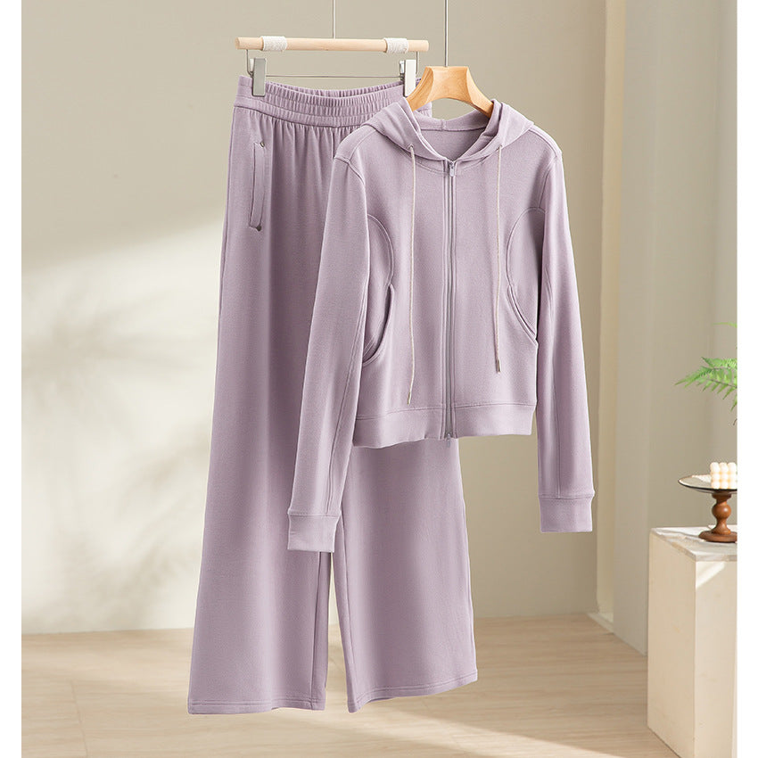 Damen Weite Satin-Loungehose mit elastischem Bund und Eingrifftaschen Nord Taschen