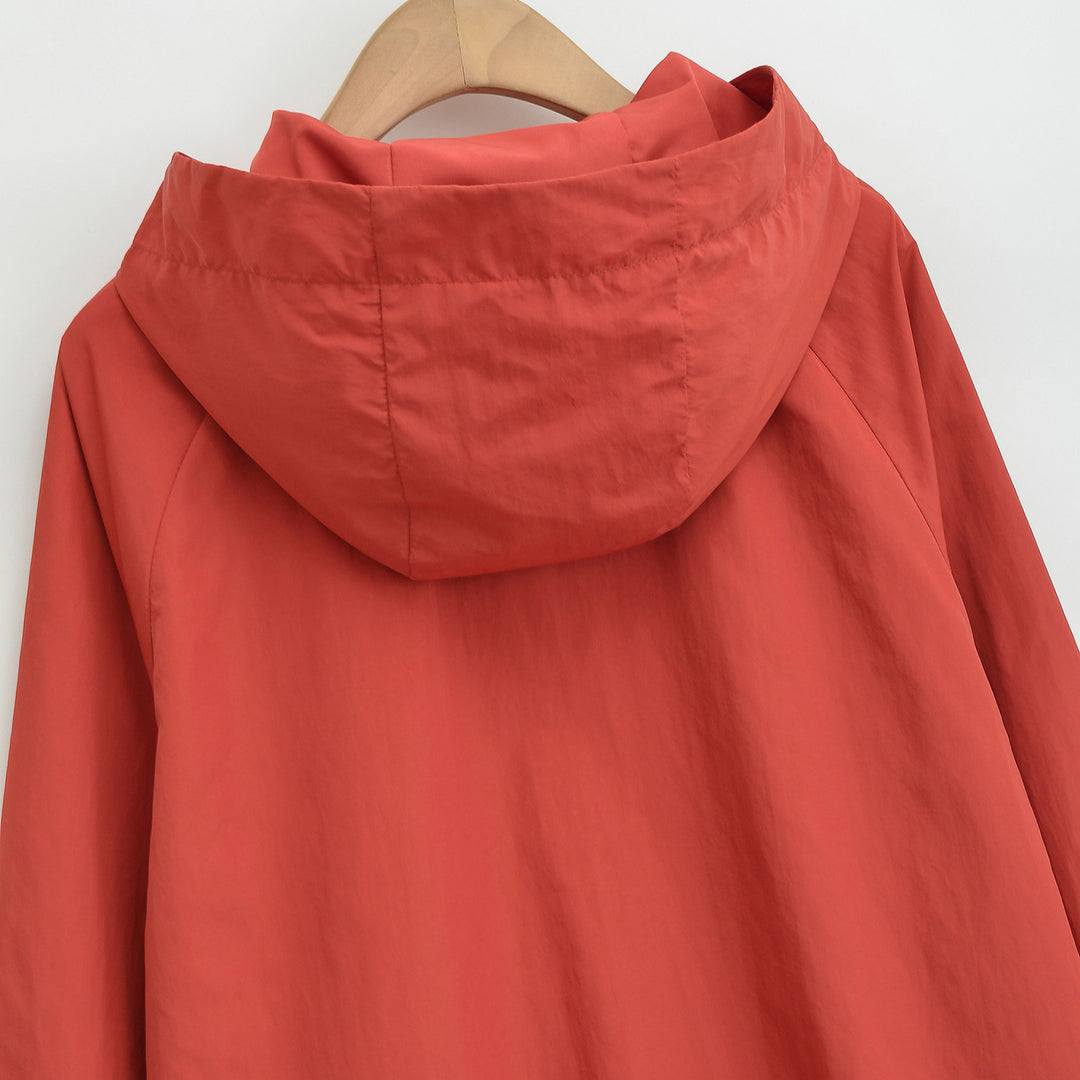 Damen Ultraleichte Kapuzen-Windbreaker mit verlängertem Rückensaum und elastischem Saum Nord Taschen