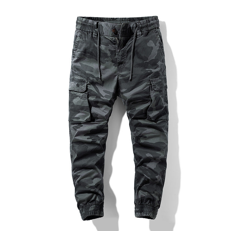 Herren Camouflage-Utility-Cargohose im Joggerstil mit Tunnelzugbund und verstärkten Kniepartien Nord Taschen