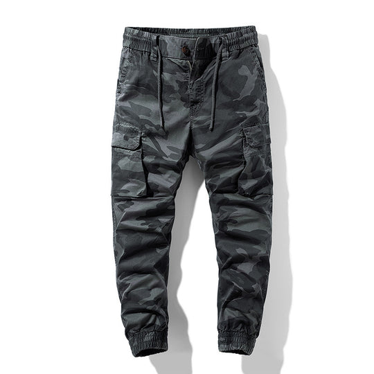 Herren Camouflage-Utility-Cargohose im Joggerstil mit Tunnelzugbund und verstärkten Kniepartien Nord Taschen