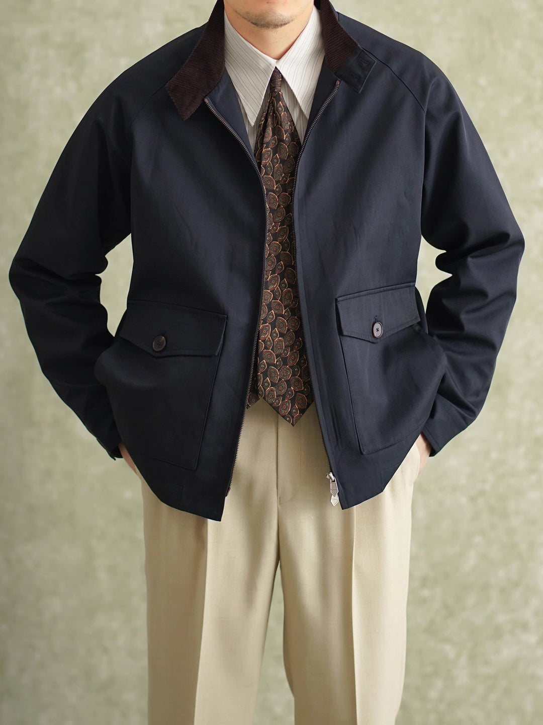 Herren Harrington-Jacke mit Cordkragen und aufgesetzten Pattentaschen Nord Taschen