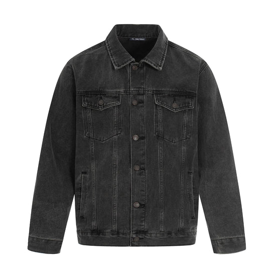 Herren Jeansjacke im Used-Effekt mit Pattentaschen und geradem Schnitt Nord Taschen