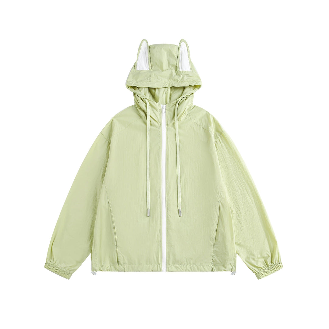 Damen Leichter Kapuzen-Anorak mit Ohrenapplikation und Tunnelzug Nord Taschen