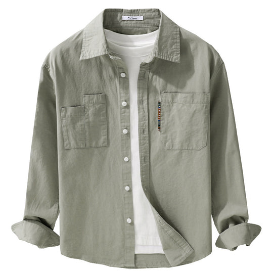 Herren Leichtes Baumwoll-Overshirt mit Doppel-Brusttaschen und Kentkragen Nord Taschen