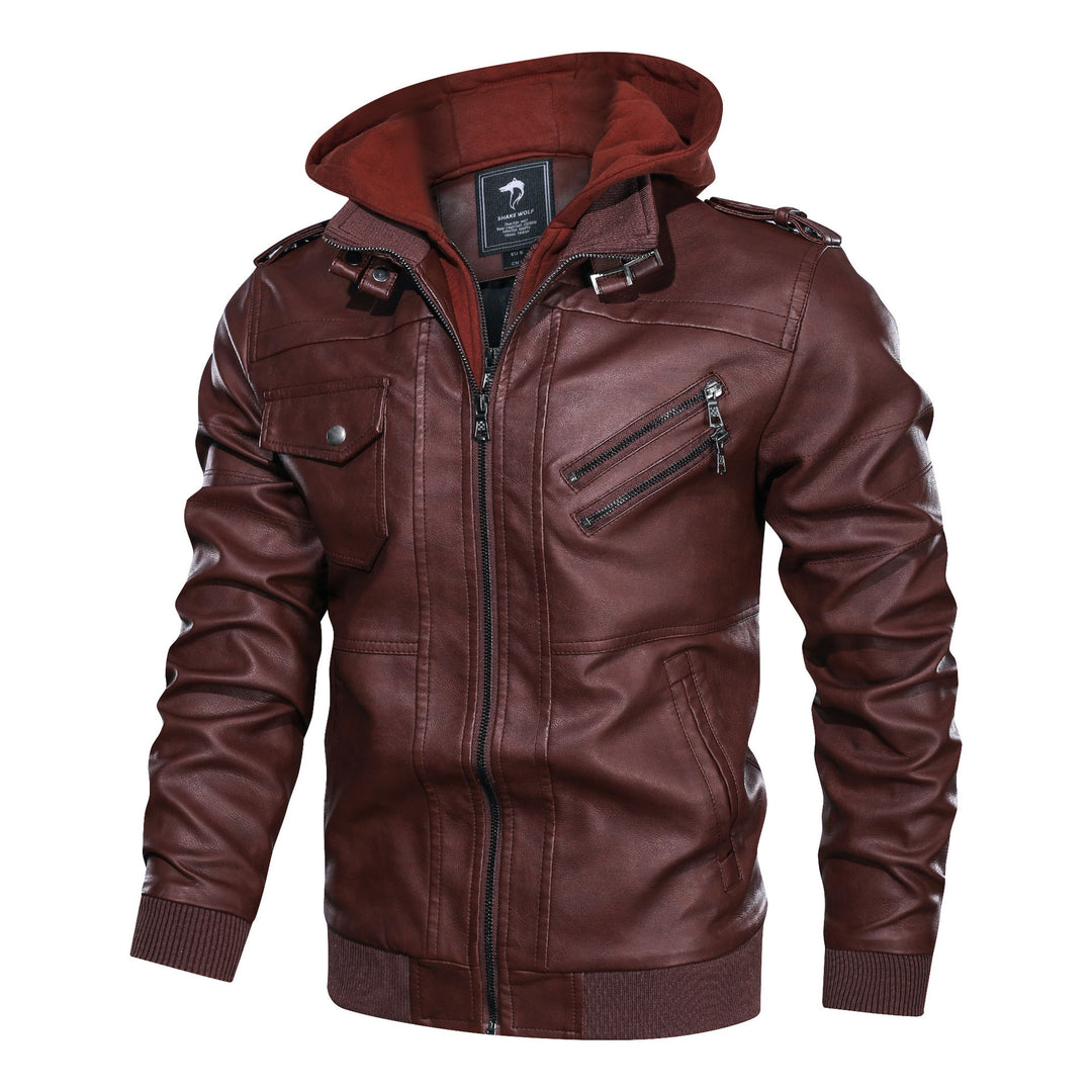 Herren Piloten-Blouson aus Kunstleder mit integriertem Kapuzen-Inlay und Zipper-Details Nord Taschen