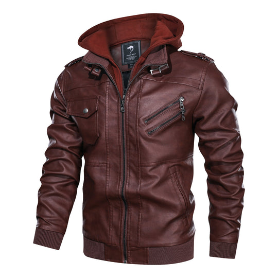 Herren Piloten-Blouson aus Kunstleder mit integriertem Kapuzen-Inlay und Zipper-Details Nord Taschen