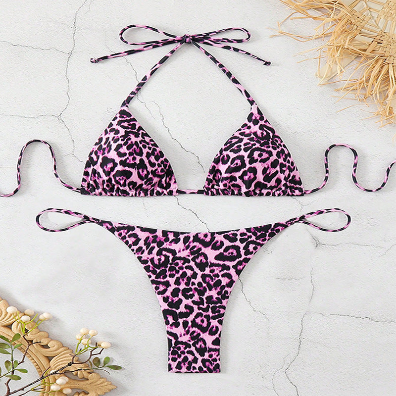 Damen Triangel-Bikini mit modischem Leopardenmuster Nord Taschen