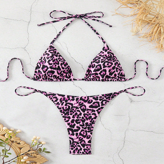 Damen Triangel-Bikini mit modischem Leopardenmuster Nord Taschen