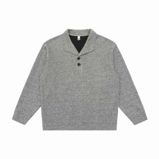 Herren Grobgestrickter Strickpullover mit Schalkragen und Knopfleiste Nord Taschen