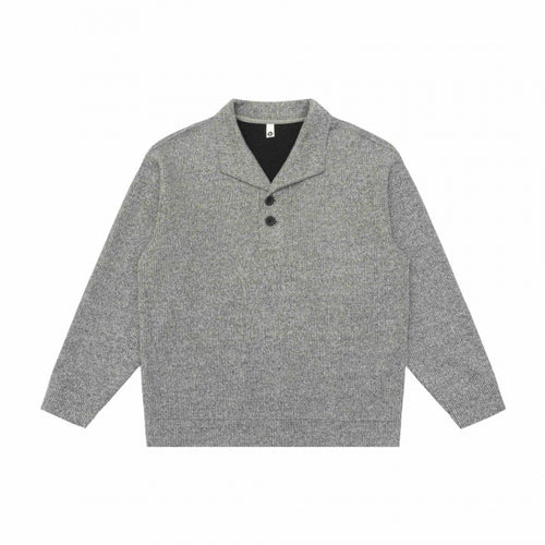 Herren Grobgestrickter Strickpullover mit Schalkragen und Knopfleiste Nord Taschen