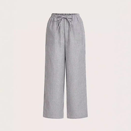 Damen Weite Sommerhose mit komfortablem Gummibund und Streifenmuster