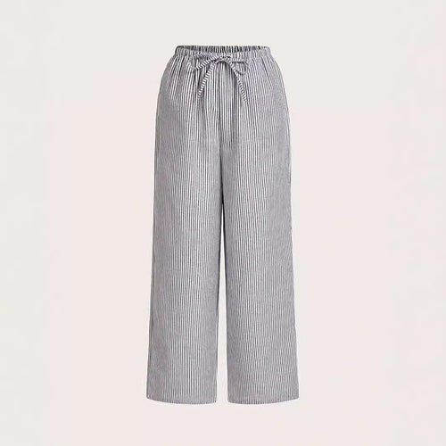 Damen Weite Sommerhose mit komfortablem Gummibund und Streifenmuster