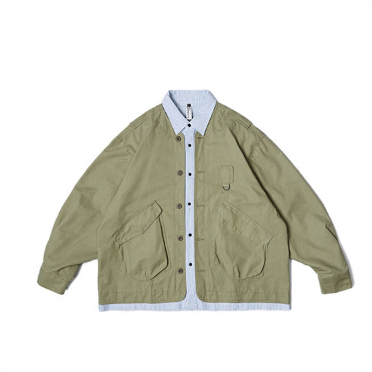 Unisex Oversize-Hemdjacke im Worker-Stil mit aufgesetzten Klappentaschen und kontrastierter Hemdblende Nord Taschen