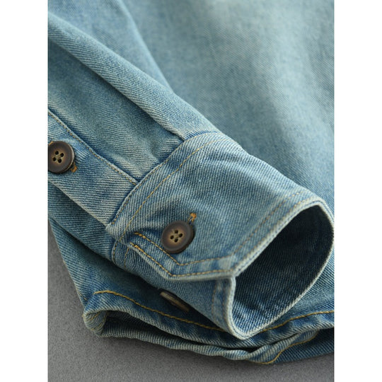 Unisex Overshirt aus gewaschenem Denim mit Relaxed‑Schnitt und Pattentaschen Nord Taschen