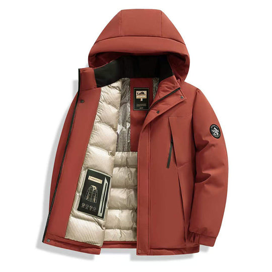 Herren Winddichte Thermo-Parka mit abnehmbarer Kapuze, Stehkragen & versteckten Reißverschlusstaschen Nord Taschen