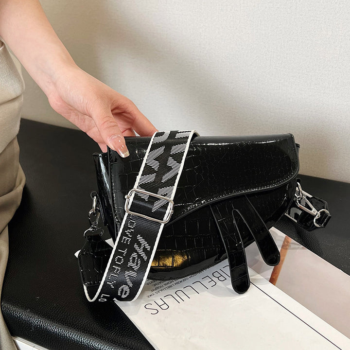 Damen schicke Umhängetasche mit glänzendem Krokodil-Look Nord Taschen